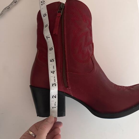 Lane Smokeshow Cowboy Ankle Boots Red Leather Western Cowgirl Booties Size 10 - Picture 6 of 8